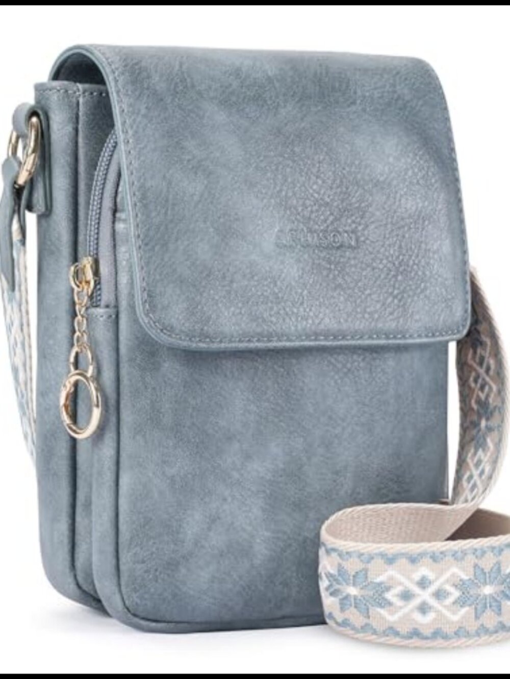 Vegan Leather Small Crossbody Bag with Guitar Strap & Card Slots